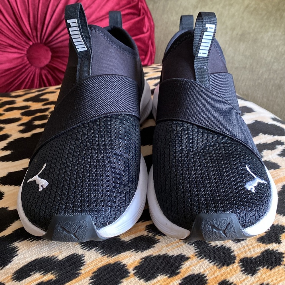 Puma Black Perforated Patterned Pull-On Sneakers,… - image 2